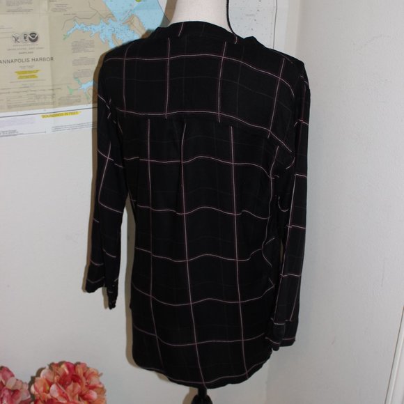 "RAINDROPS" BLACK PLAID BLOUSE SZ XXL - Picture 4 of 7
